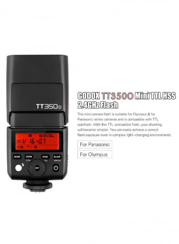 TT350O Mini 2.4G Wireless TTL Camera Flash Master And Slave Flash Speedlite System Black