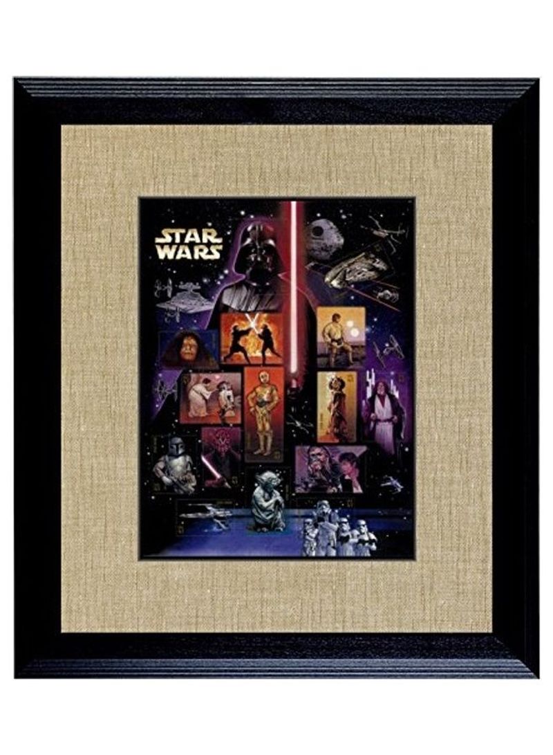 Star Wars U.S. Stamp Sheet Wood Frame 16X14X1inch