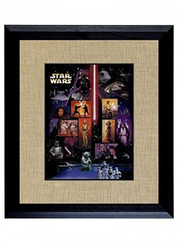 Star Wars U.S. Stamp Sheet Wood Frame 16X14X1inch