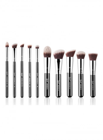 Set Of 10 Essential Brush Kit Black/Silver