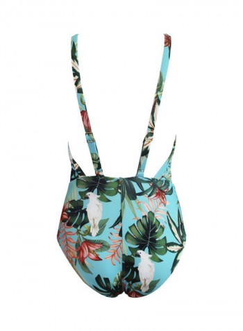Flower Printed Swimsuit Floral Green