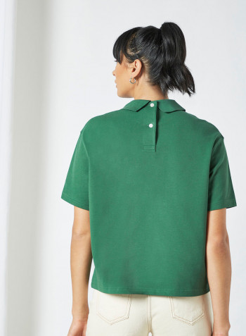 Boxy Fit Piqué Polo Green