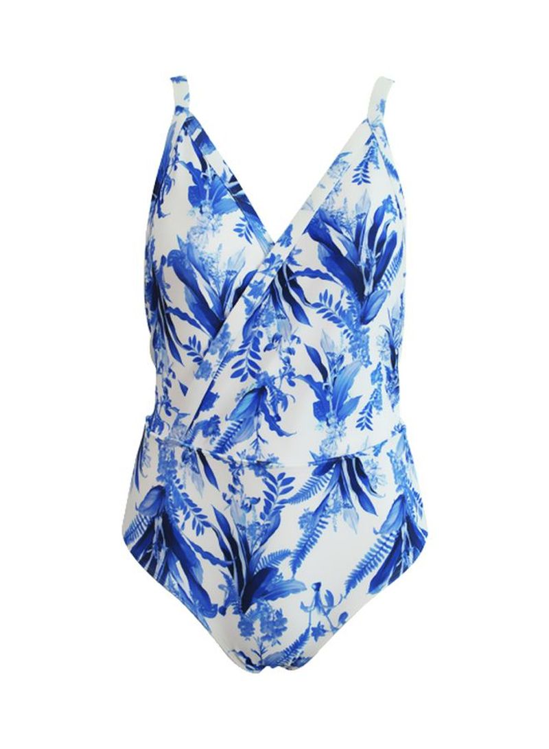Flower Printed Swimsuit Floral Blue