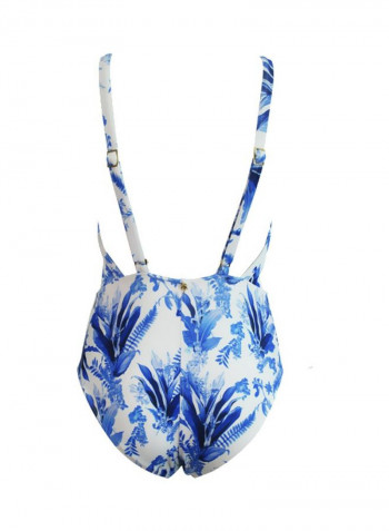 Flower Printed Swimsuit Floral Blue