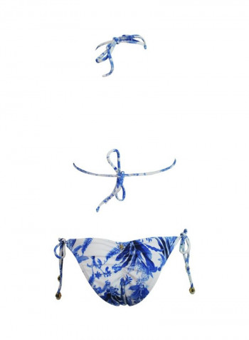 Floral Printed Bikini Set Floral Blue