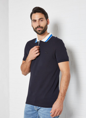 Contrast Collar Slim Fit Polo Abysm/Flour/Lazuli
