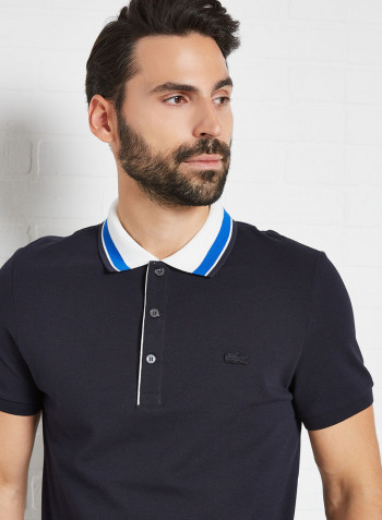 Contrast Collar Slim Fit Polo Abysm/Flour/Lazuli