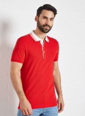 Contrast Collar Slim Fit Polo Red/Flour/Amaryllis