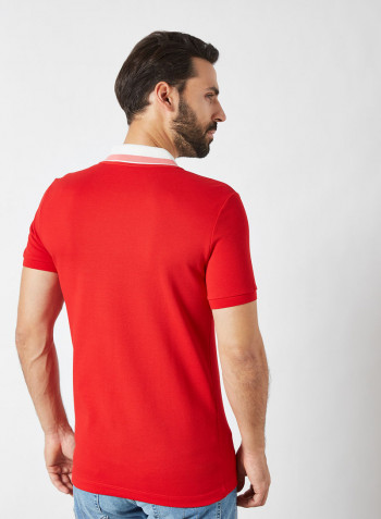 Contrast Collar Slim Fit Polo Red/Flour/Amaryllis