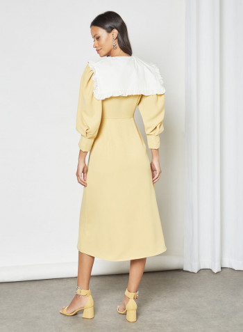 Button Down Midi Dress Yellow