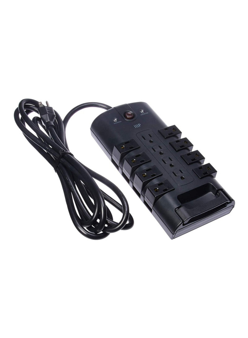 12-Outlet Surge Protector Black 12.6x7.9x2.5inch