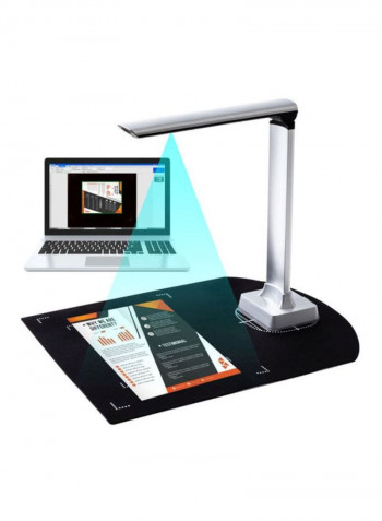 ماسح ضوئي بكاميرا محمول عالي السرعة مزود بمنفذ USB لتصوير المستندات والكتب 10.3x8.4x31.3سم أسود/ فضي