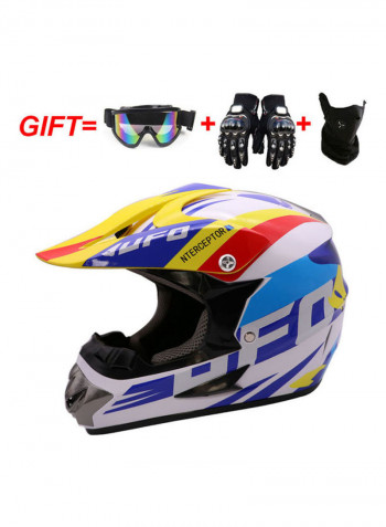 5-Piece Full-Face Off-Road Motorcycle Helmet And Accessories Set 34x34x34cm