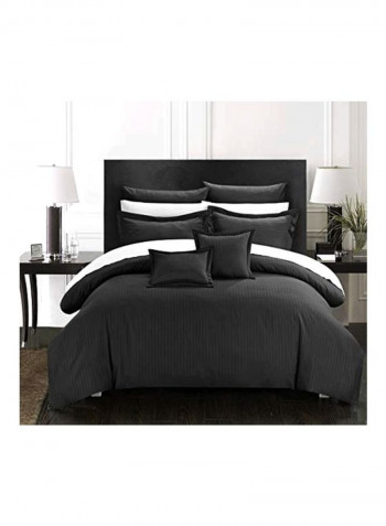 7-Piece Jacquard Striped Comforter Set Black King