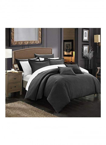 7-Piece Jacquard Striped Comforter Set Black King