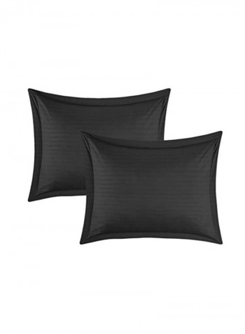 7-Piece Jacquard Striped Comforter Set Black King