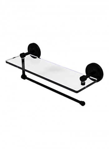 Brass Towel Holder With Shelf Clear/Black 16inch