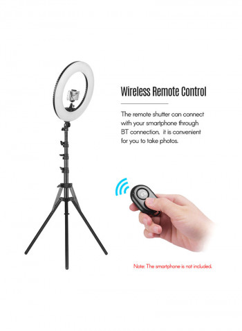 Dimmable  LED Ring Light With Tripod Stand Kit 48watts Black
