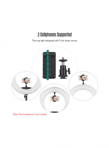 Dimmable  LED Ring Light With Tripod Stand Kit 48watts Black