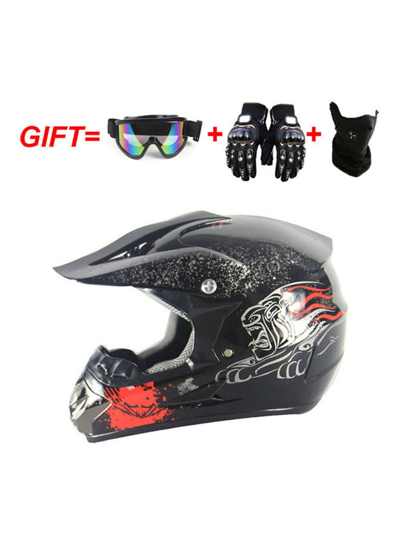 5-Piece Full-Face Off-Road Motorcycle Helmet And Accessories Set 35x35x35cm