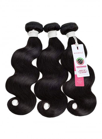 3-Piece Brazilian Human Lace Closure Hair Wig Set Black
