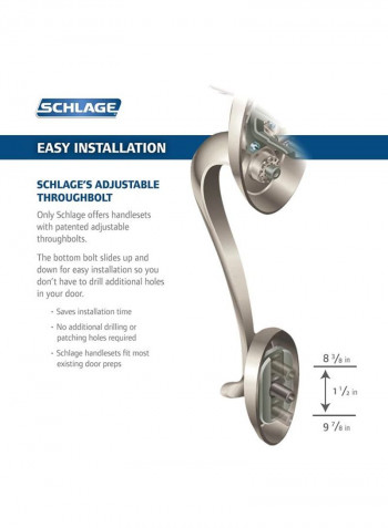 Plymouth Exterior Handle Set With Deadbolt Silver 16x8.5x17.1inch