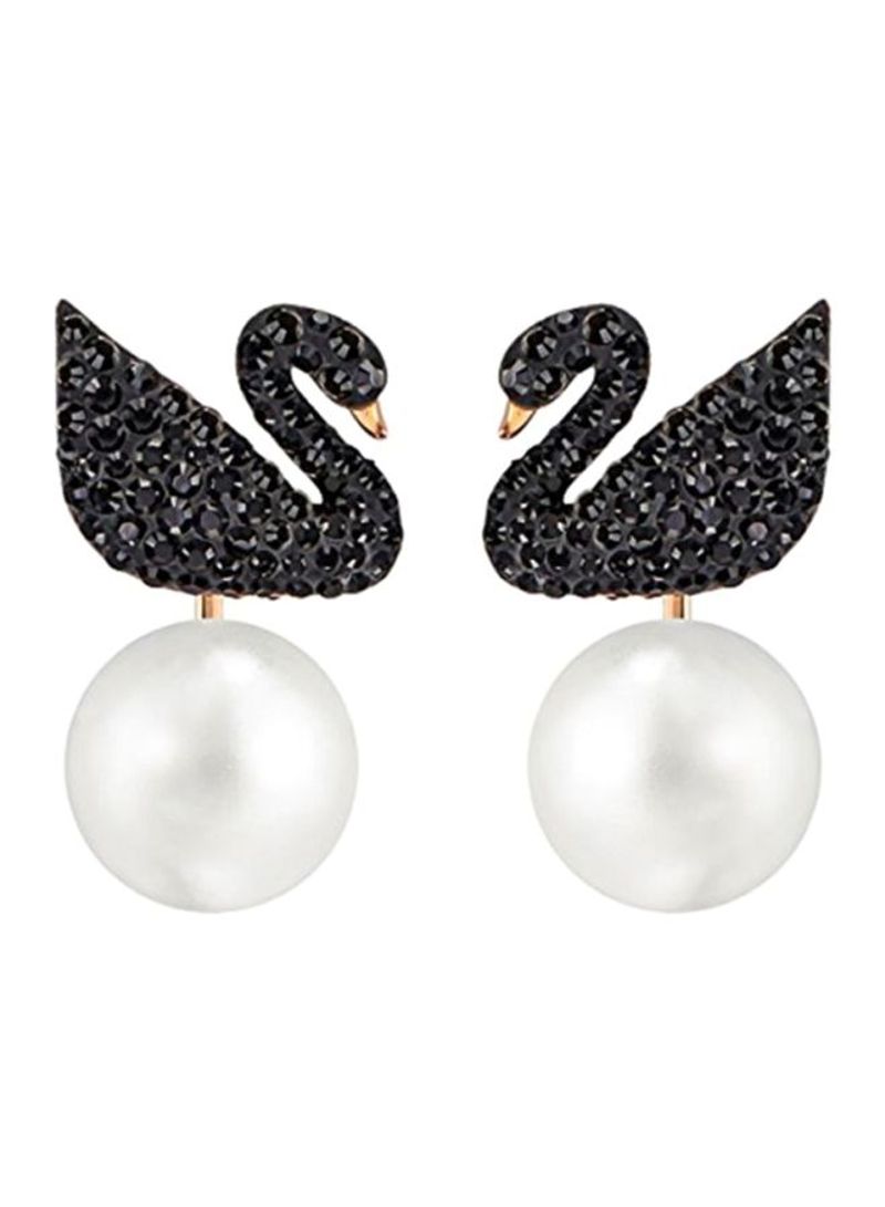 Rose-Gold Tone Plated Iconic Swan Earrings