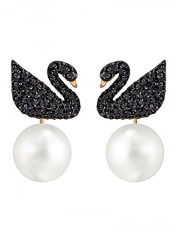 Rose-Gold Tone Plated Iconic Swan Earrings