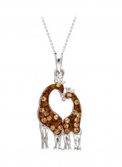 Gentle & Elegant Giraffe Couple in Love Pendant Necklace