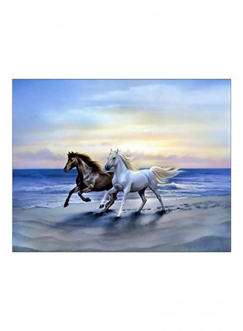 Arab Horses Diamond Art Kit Blue/White/Brown