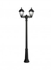 Double Head Outdoor Floor Lamp Black 690x2500millimeter