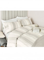 Sophie Stripe Duvet Cover With Pillowcase Fabric Grey/Beige 260 x 220centimeter