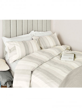 Sophie Stripe Duvet Cover With Pillowcase Fabric Grey/Beige 260 x 220centimeter