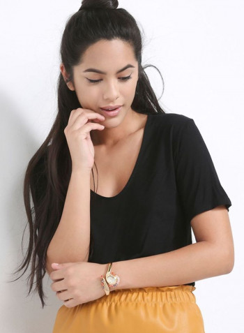 Women's 22K Gold Plated With Crystal Analog Watch P-21892