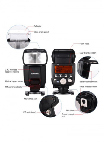 Wireless Master Slave Flash Speedlite Black