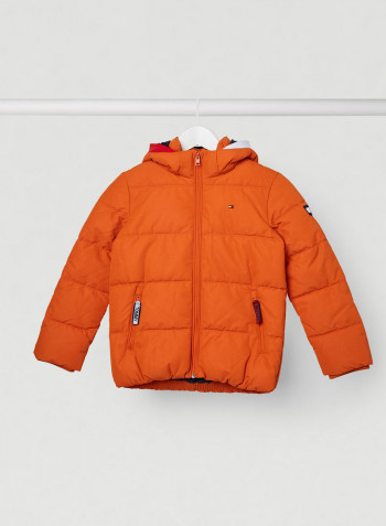 Youth Essential Padded Hooded Jacket Bonfire Orange