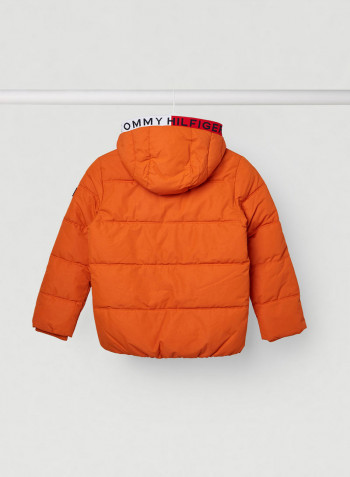 Youth Essential Padded Hooded Jacket Bonfire Orange