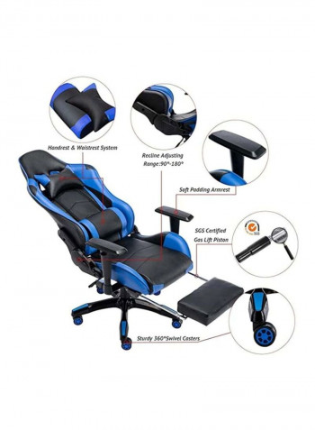 Racing Video Gaming Chair Blue/Black 54x71x135centimeter