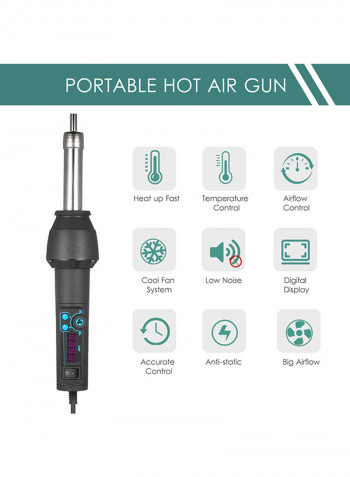 Digital Display Portable Handheld Hot Air Heat Gun Black