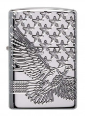 Patriotic Design Gas Lighter Silver 2.4ounce