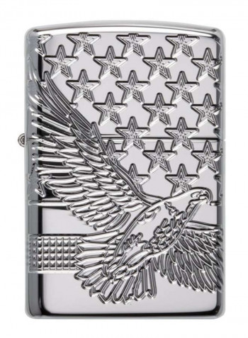 Patriotic Design Gas Lighter Silver 2.4ounce