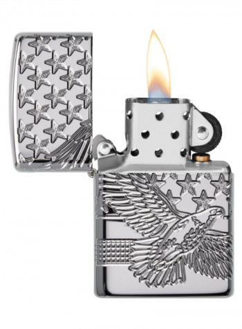 Patriotic Design Gas Lighter Silver 2.4ounce