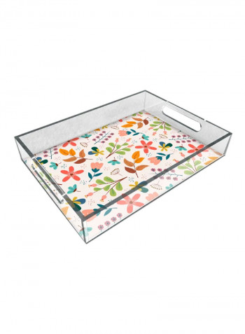 Floral Printed Acrylic Serving Tray Multicolour 40x30centimeter