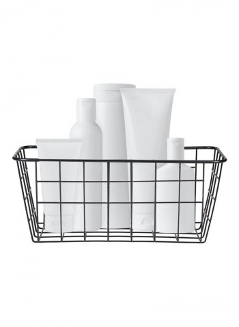 Iron Storage Basket Wall Mounted Storage Organizer Black 28.5*10.5*12cm
