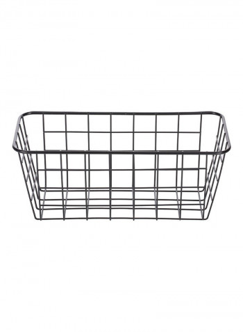Iron Storage Basket Wall Mounted Storage Organizer Black 28.5*10.5*12cm