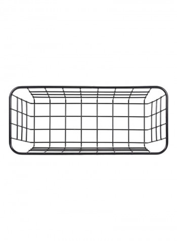 Iron Storage Basket Wall Mounted Storage Organizer Black 28.5*10.5*12cm