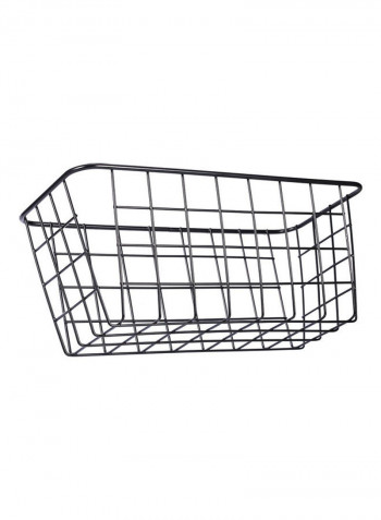 Iron Storage Basket Wall Mounted Storage Organizer Black 28.5*10.5*12cm