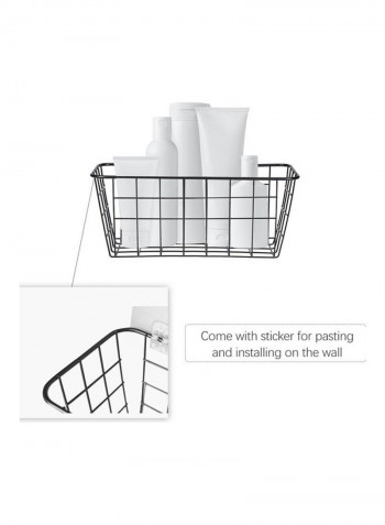 Iron Storage Basket Wall Mounted Storage Organizer Black 28.5*10.5*12cm