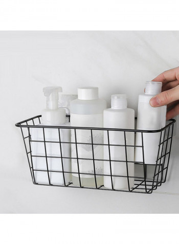 Iron Storage Basket Wall Mounted Storage Organizer Black 28.5*10.5*12cm