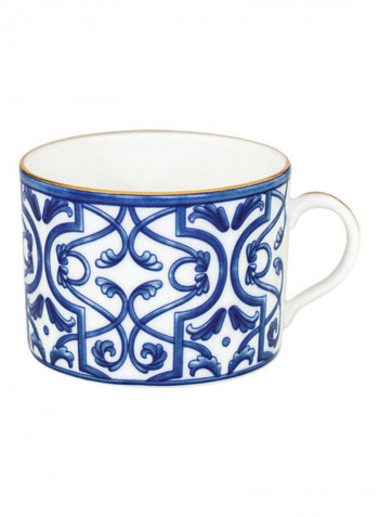 8-Piece Tea Cup And Saucer Set Blue/White 90ml